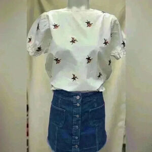 a loves a cotton blouse embroidered flowers Size XS